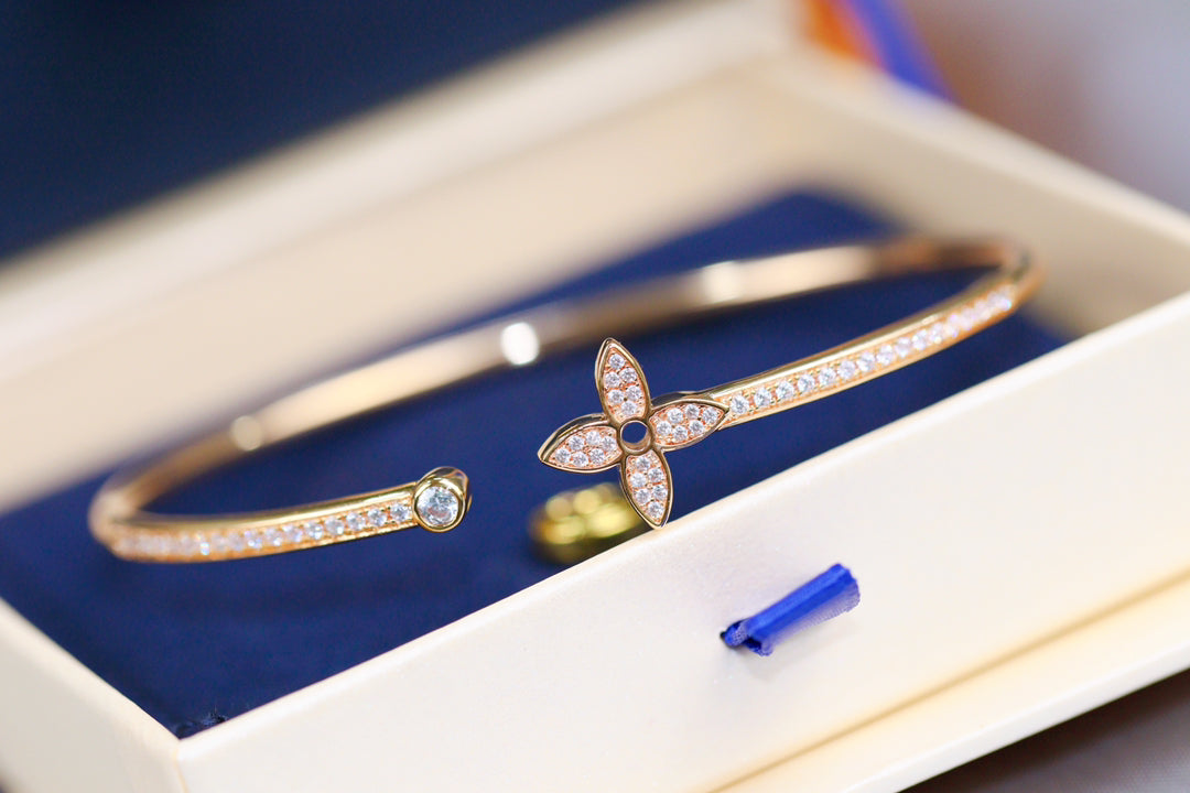 [Lunabriance]IDYLLE PINK GOLD OPEN BRACELET DIAMOND PAVED