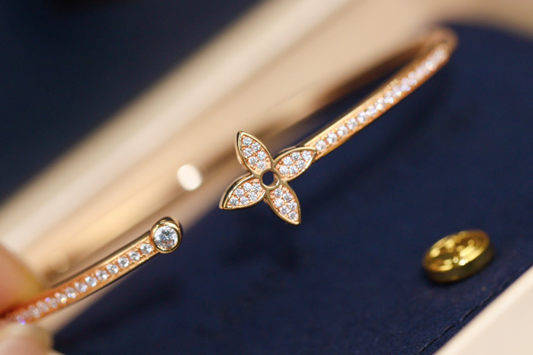 [Lunabriance]IDYLLE PINK GOLD OPEN BRACELET DIAMOND PAVED