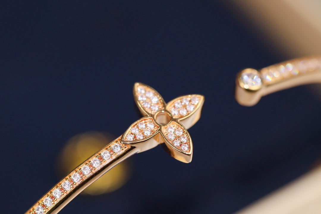 [Lunabriance]IDYLLE PINK GOLD OPEN BRACELET DIAMOND PAVED