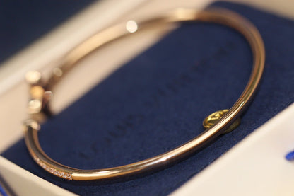 [Lunabriance]IDYLLE PINK GOLD OPEN BRACELET DIAMOND PAVED