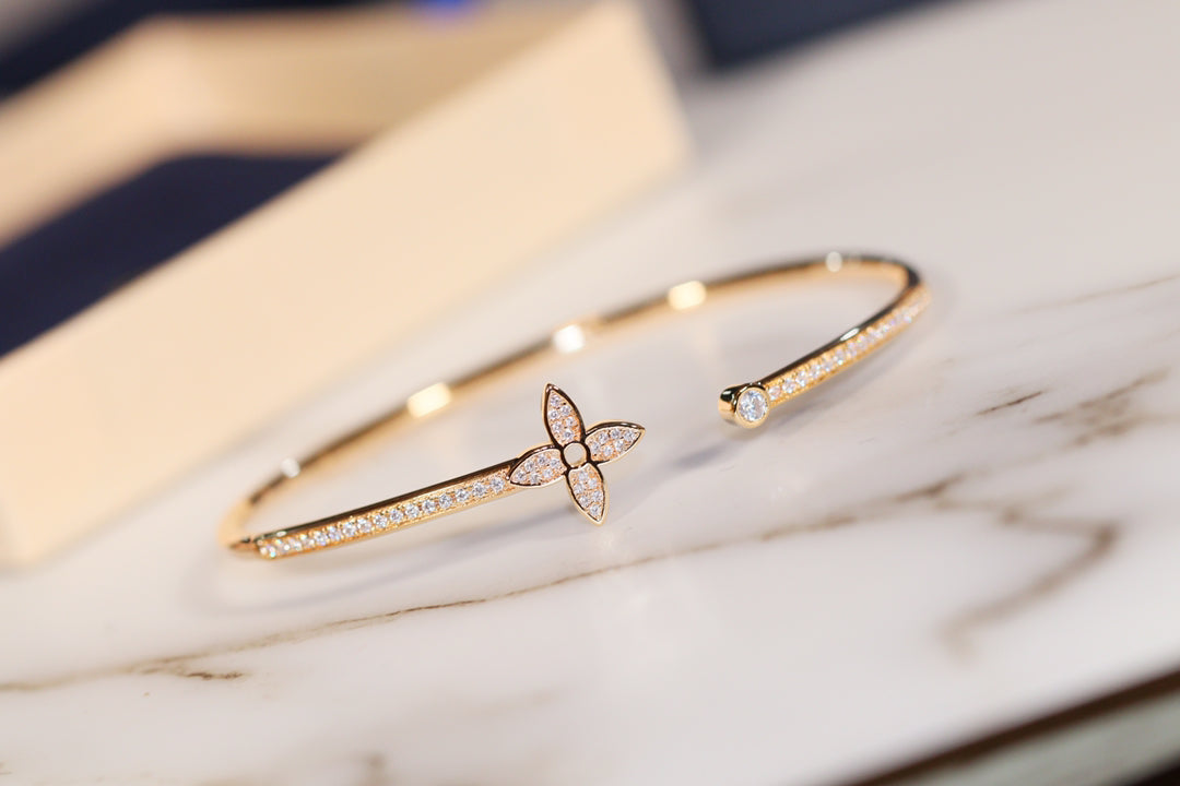 [Lunabriance]IDYLLE GOLD OPEN BRACELET DIAMOND PAVED