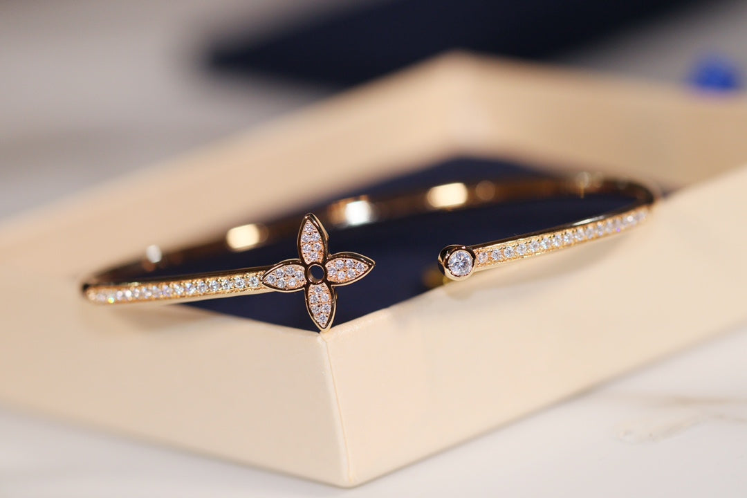 [Lunabriance]IDYLLE GOLD OPEN BRACELET DIAMOND PAVED