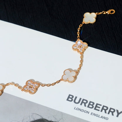 [Lunabriance]CLOVER BRACELET 5 MOTIF WHITE MOP DIAMOND