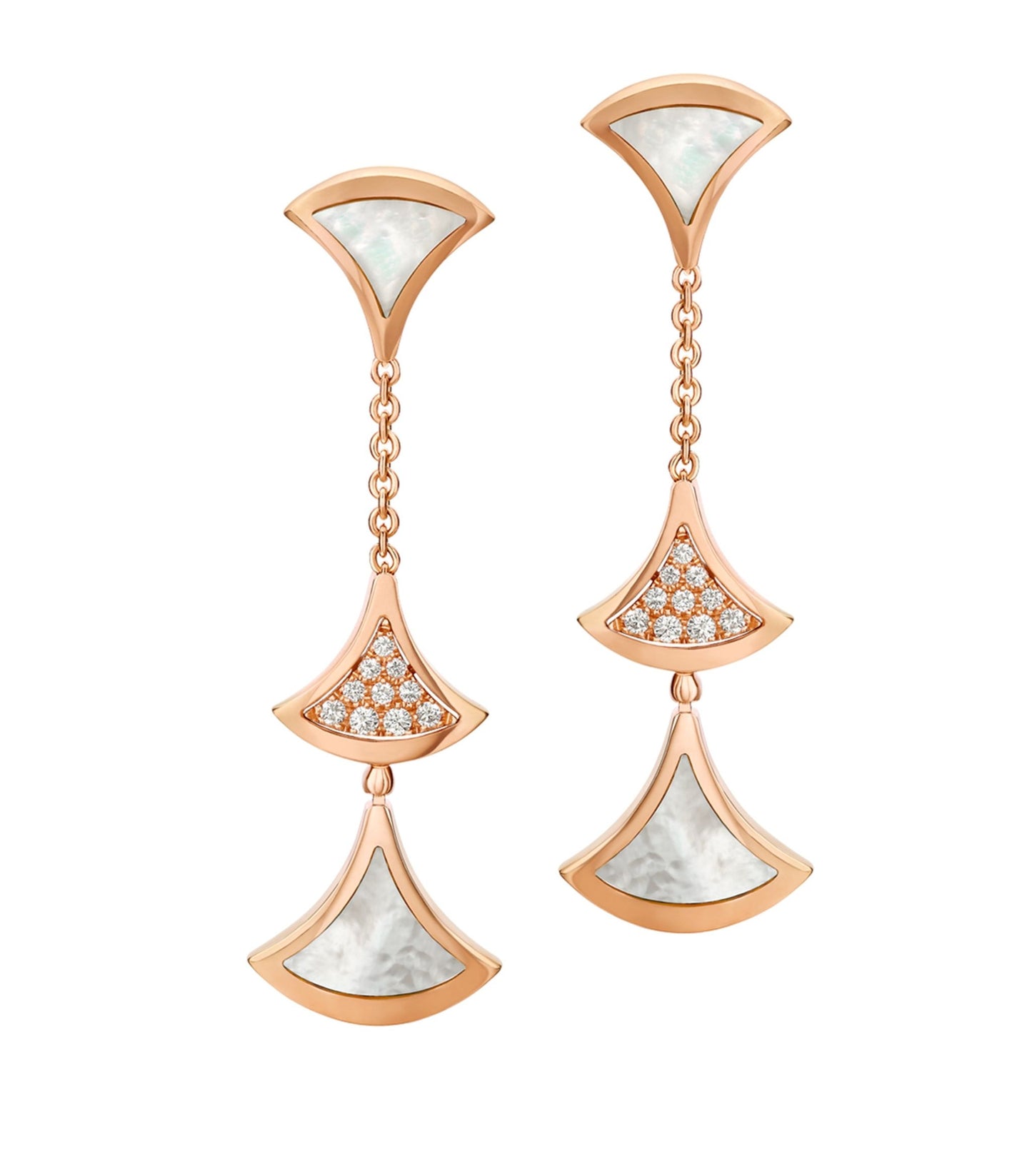 [Lunabriance]DREAM EARRINGS 3 MOTIFS DIAMOND MOP PINK GOLD