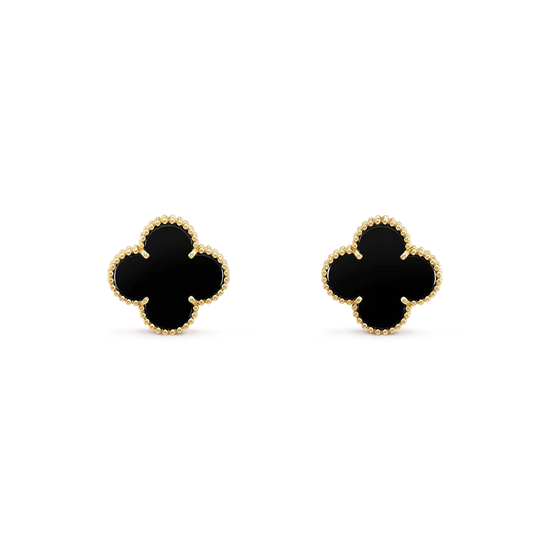 [Lunabriance]CLOVER MEDIUM 1 MOTIFS  ONYX STUD EARRINGS