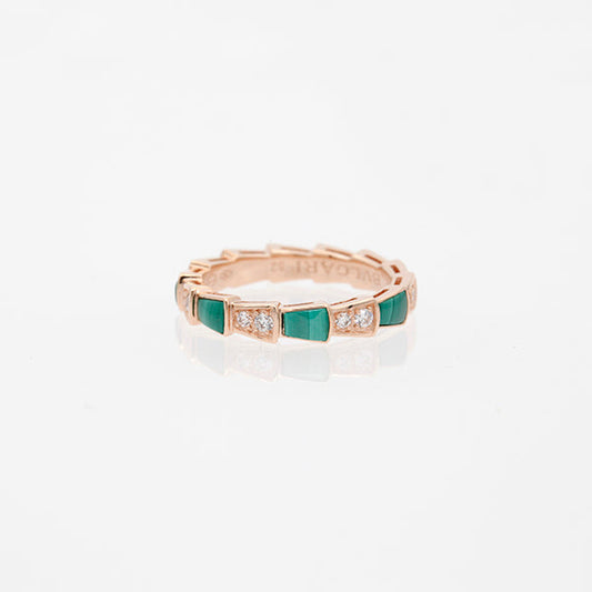 [Lunabriance]SERPENTI RING PINK GOLD MALACHITE DIAMOND 3MM