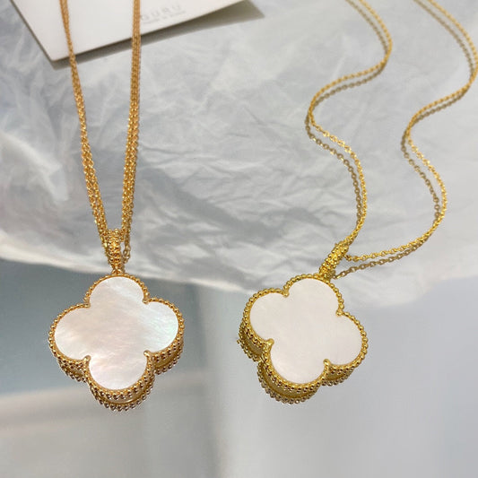 [Lunabriance]CLOVER 25MM MOP LARGE PENDANT NECKLACE