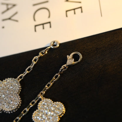 [Luna Brilliance]CLOVER BRACELET 5 MOTIF SILVER DIAMOND PAVED
