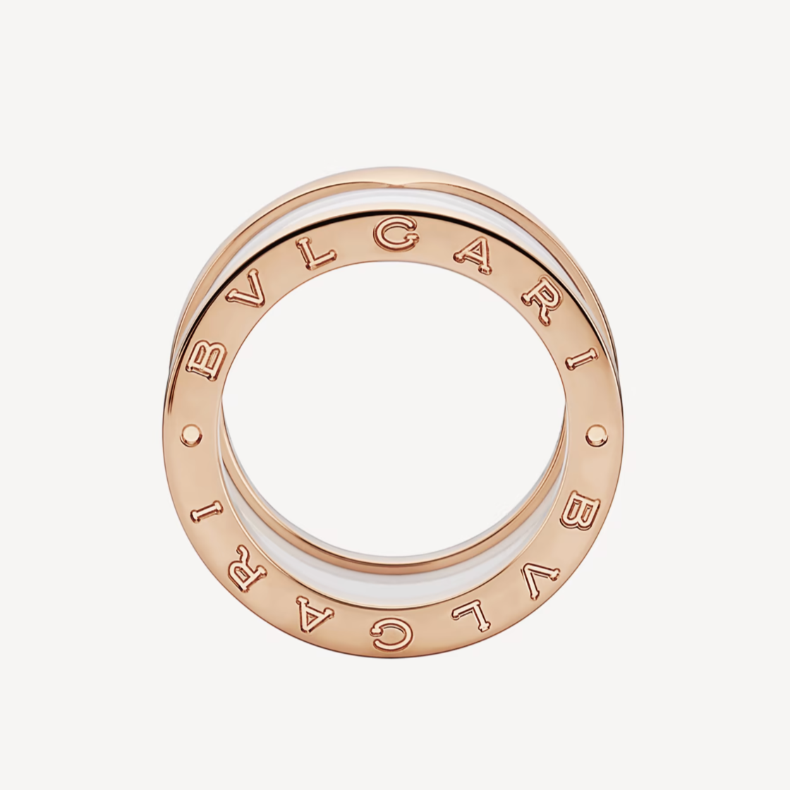 [Lunabriance]ZERO 1 FOUR-BAND LOOPS AND WHITE CERAMIC SPIRAL PINK GOLD RING