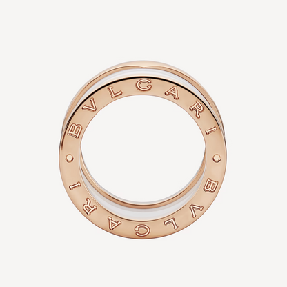 [Lunabriance]ZERO 1 FOUR-BAND LOOPS AND WHITE CERAMIC SPIRAL PINK GOLD RING