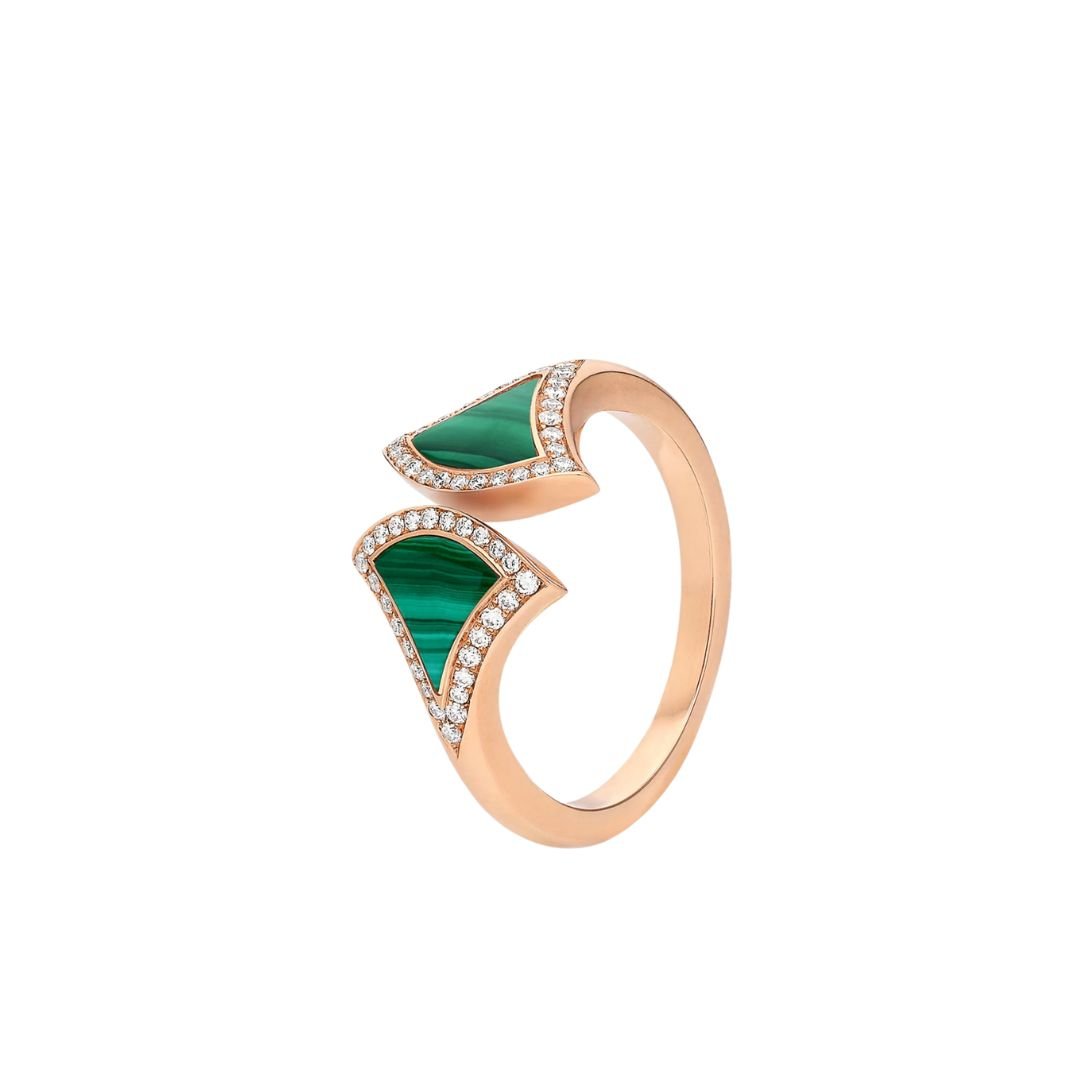 [Lunabriance]DREAM MALACHITE DIAMOND OPEN RING