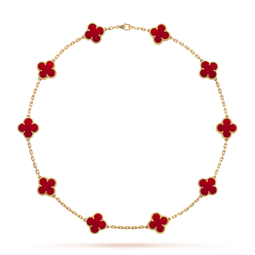 [Luna Brilliance]CLOVER 10 MOTIFS CARNELIAN NECKLACE
