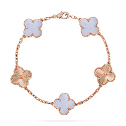 [Luna Brilliance]THICK GOLD-PLATED CUSTOM SIZE EDITION CLOVER LASER ROSE GOLD BRACELET COLLECTION,5 MOTIFS