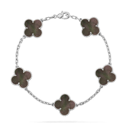 [Luna Brilliance]THICK GOLD-PLATED CUSTOM SIZE EDITION CLOVER SILVER BRACELET COLLECTION,5 MOTIFS