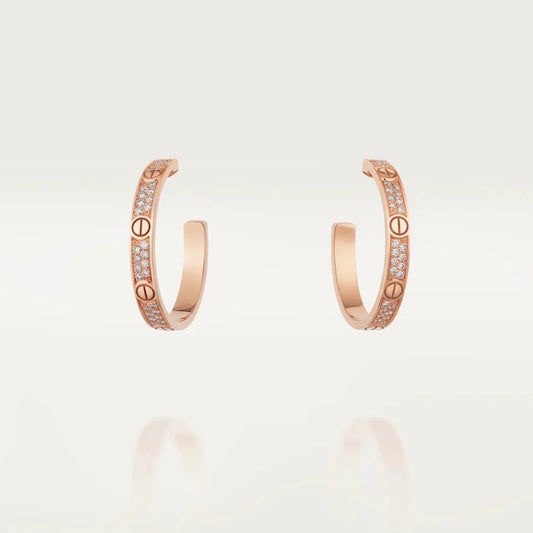 [Lunabriance]LOVE DIAMOND PINK GOLD HOOP EARRINGS