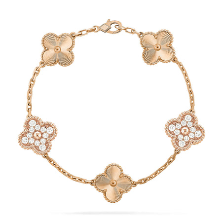 [Luna Brilliance]CLOVER DIAMOND ROSE GOLD BRACELET COLLECTION,5 MOTIFS