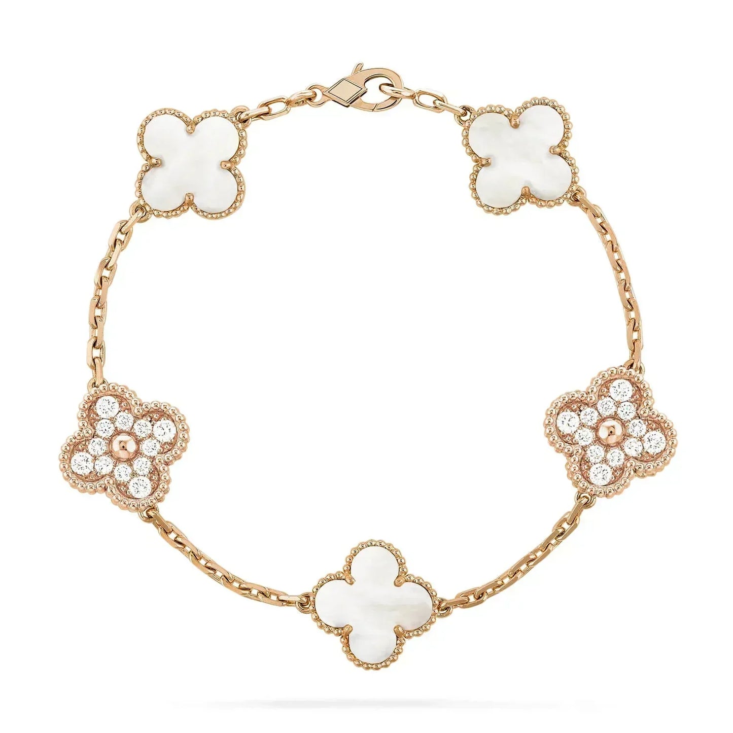[Lunabriance]CLOVER BRACELET 5 MOTIF WHITE MOP DIAMOND