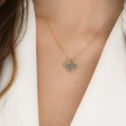 [Lunabriance]CLOVER 15MM  GRAY MOTHER OF PEARL NECKLACE