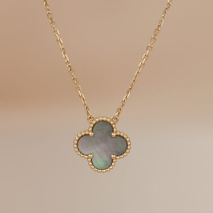 [Lunabriance]CLOVER 15MM  GRAY MOTHER OF PEARL NECKLACE