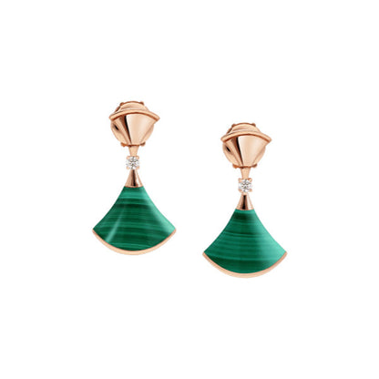 [Lunabriance]DREAM MALACHITE PINK GOLD EARRINGS