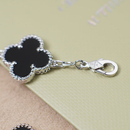 [Lunabriance]CLOVER 5 MOTIF ONYXS  BRACELET SILVER