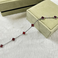 [Luna Brilliance]CLOVER 6 MOTIF RED AGATE BRACELET