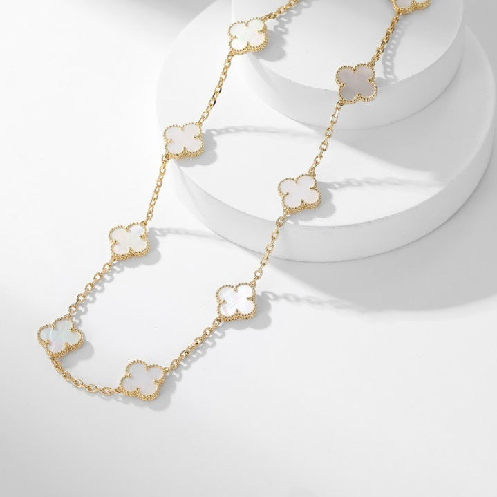 [Lunabriance]CLOVER 10 MOTIFS WHITE MOTHER OF PEARL NECKLACE