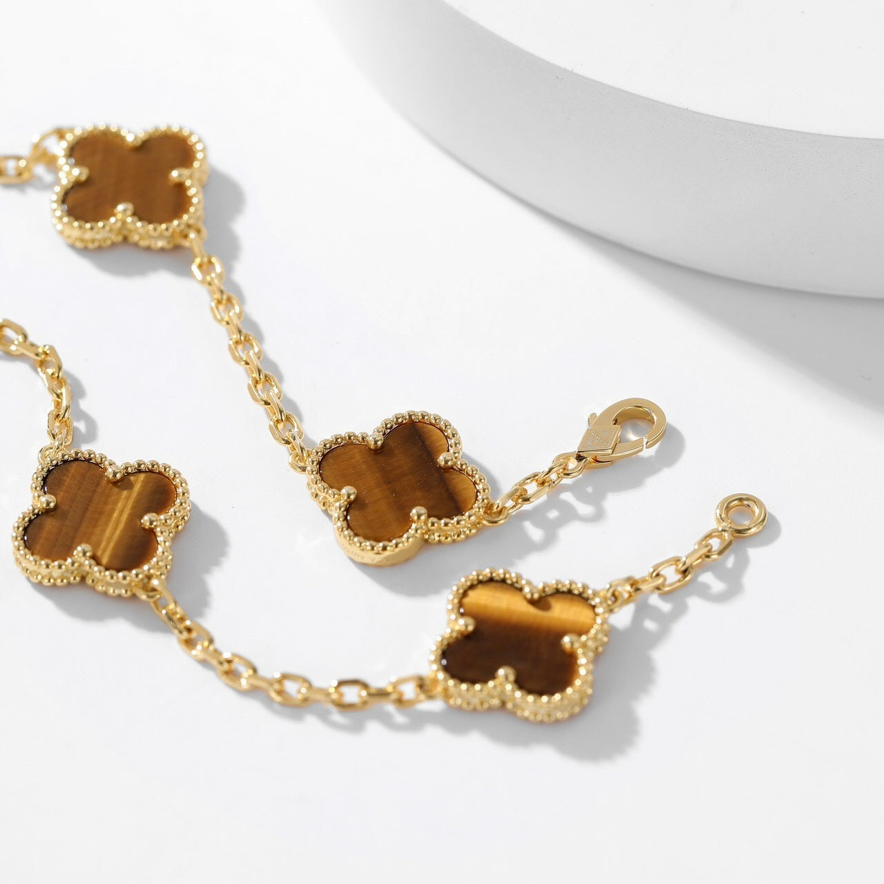 [Lunabriance]CLOVER 10 MOTIFS TIGER EYE NECKLACE