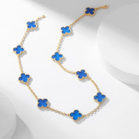 [Luna Brilliance]CLOVER 10 MOTIFS BLUE AGATE NECKLACE