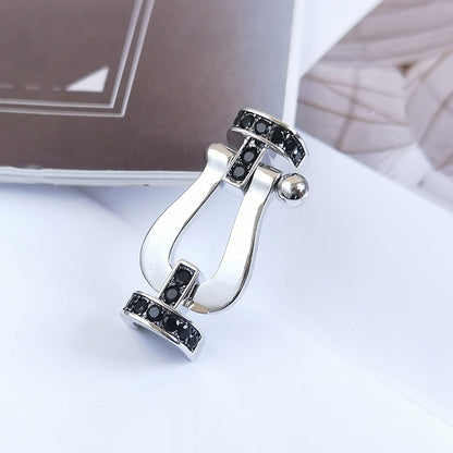 [Lunabriance]FORCE LARGE HORSESHOE BLACK DIAMOND BRACELET SILVER