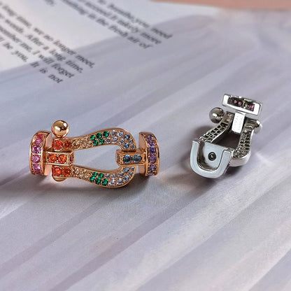 [Lunabriance]FORC LARGE HORSESHOE  COLORED DIAMOND BRACELET SILVER