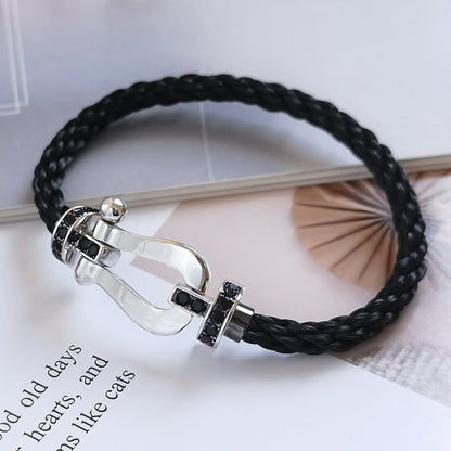 [Lunabriance]FORCE LARGE HORSESHOE BLACK DIAMOND BRACELET SILVER