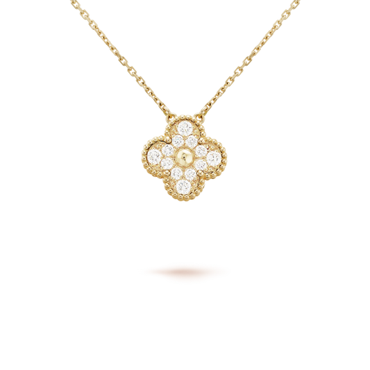 [Lunabriance]CLOVER 15MM DIAMOND SINGLE FLOWER NECKLACE