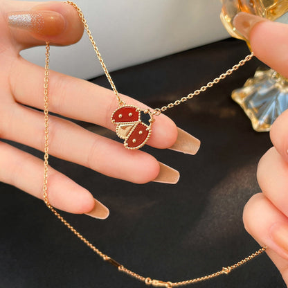 [Lunabriance]LUCKY  CARNELIANS LADYBUG NECKLACE