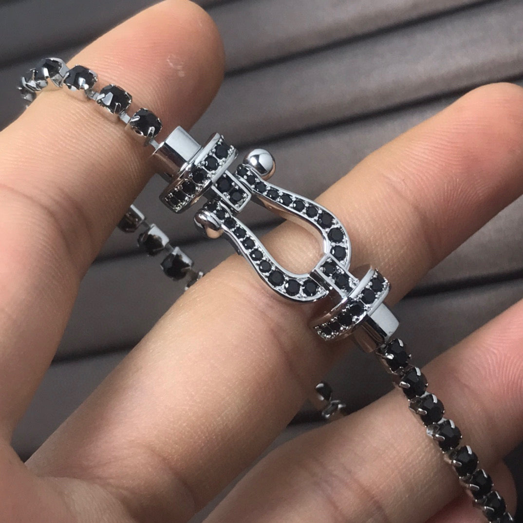 [Lunabriance]FORCE  LARGE HORSESHOE FULL DIAMOND TENNIS BRACELET