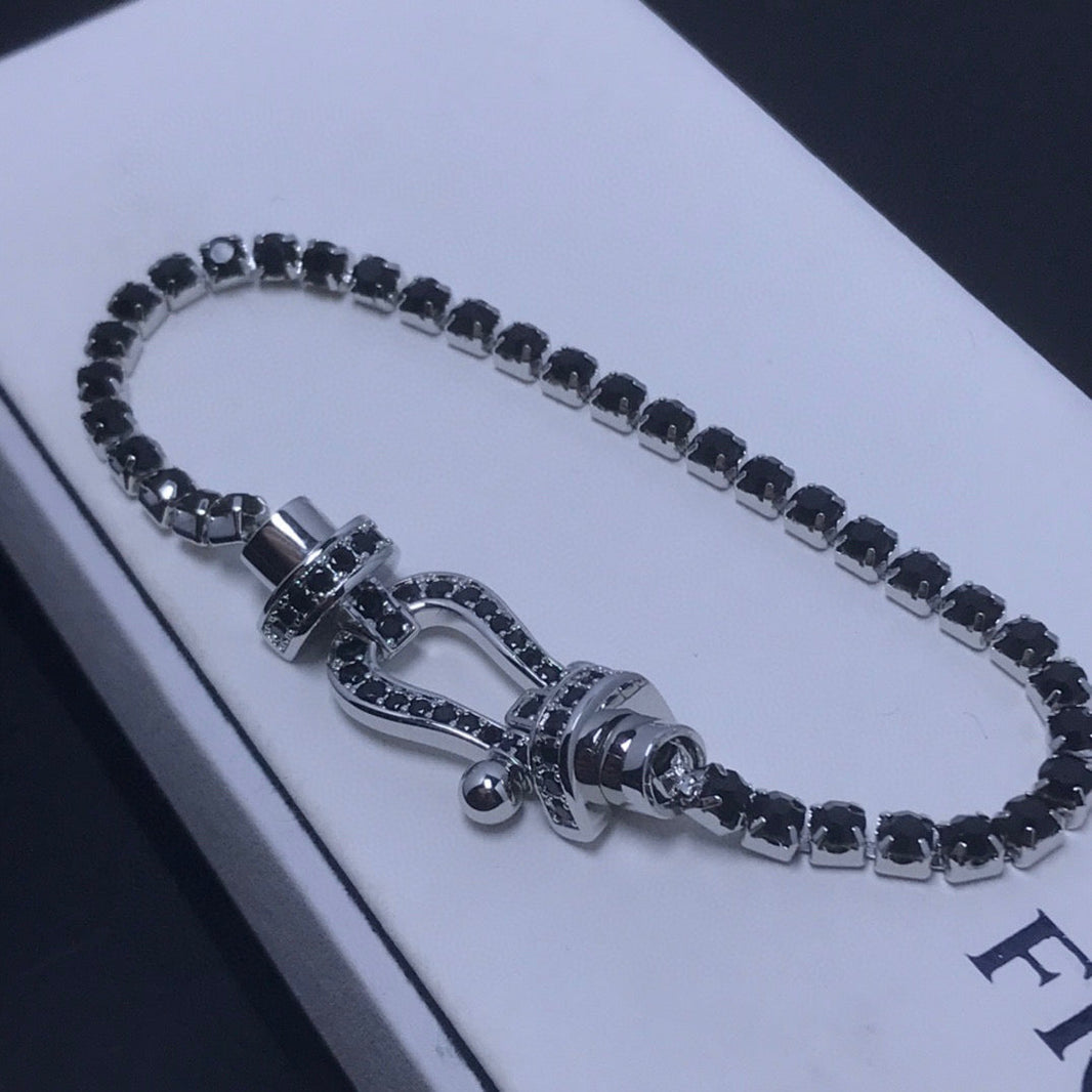 [Luna Brilliance]FORCE  LARGE HORSESHOE FULL DIAMOND TENNIS BRACELET