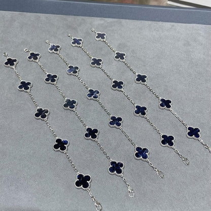 [Lunabriance]CLOVER 5 MOTIF PIETERSITE SILVER BRACELET