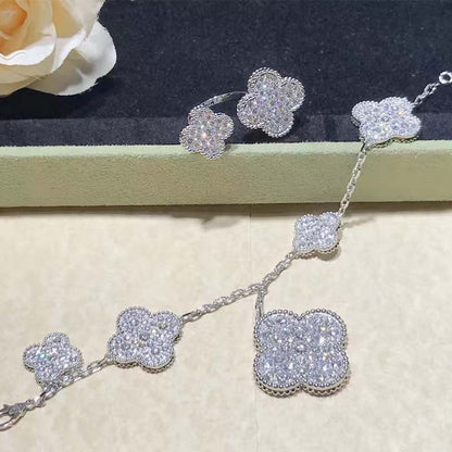 [Lunabriance]CLOVER 6 MOTIFS SILVER DIAMOND BRACELET