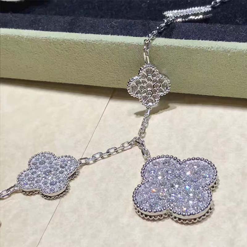 [Lunabriance]CLOVER 6 MOTIFS SILVER DIAMOND BRACELET