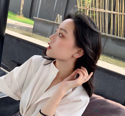 [Lunabriance]JEUX DE WHITE MOP PINK GOLD DIAMOND EARRINGS