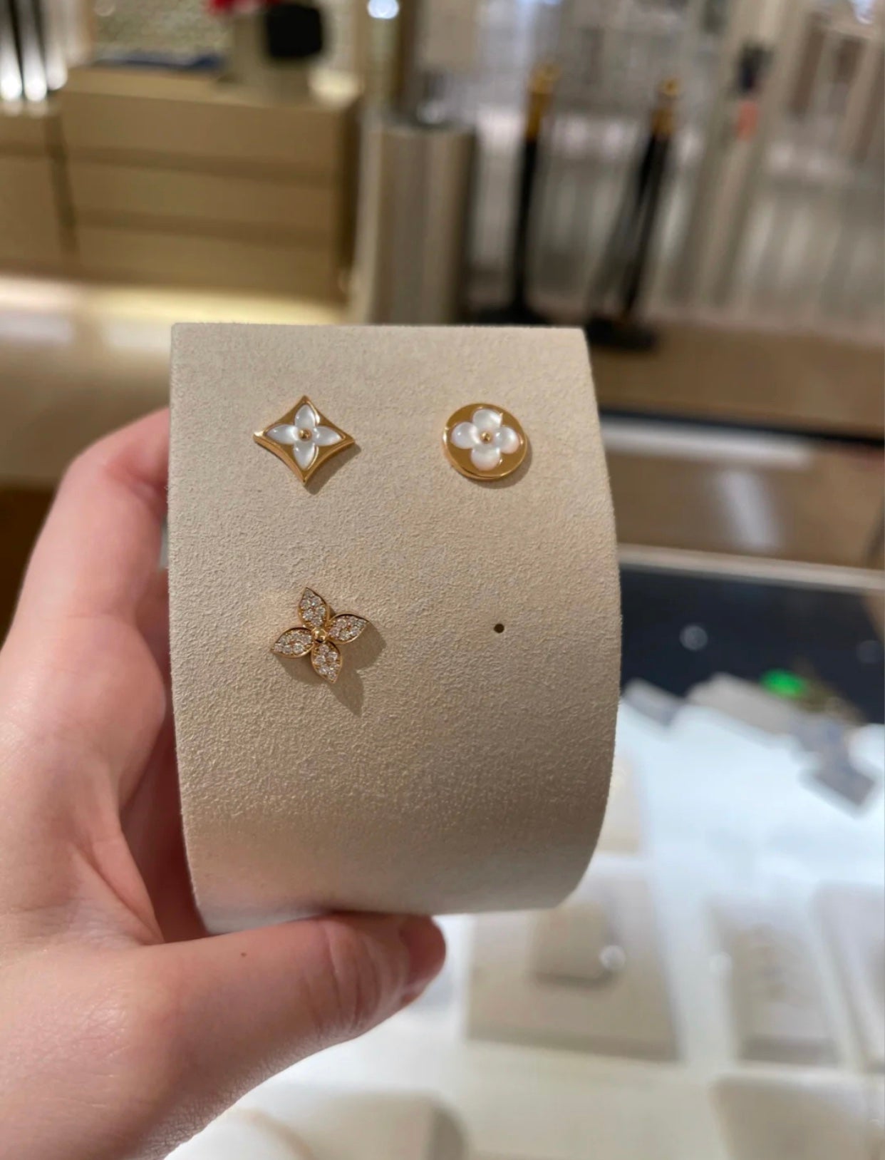 [Lunabriance]STAR BLOSSOM STUD EARRINGS PINK GOLD DIAMONDS