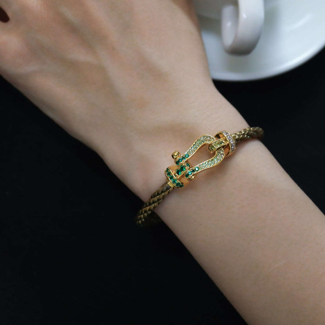 [Lunabriance]FORCE 10 GOLD GREEN DIAMOND PAVED