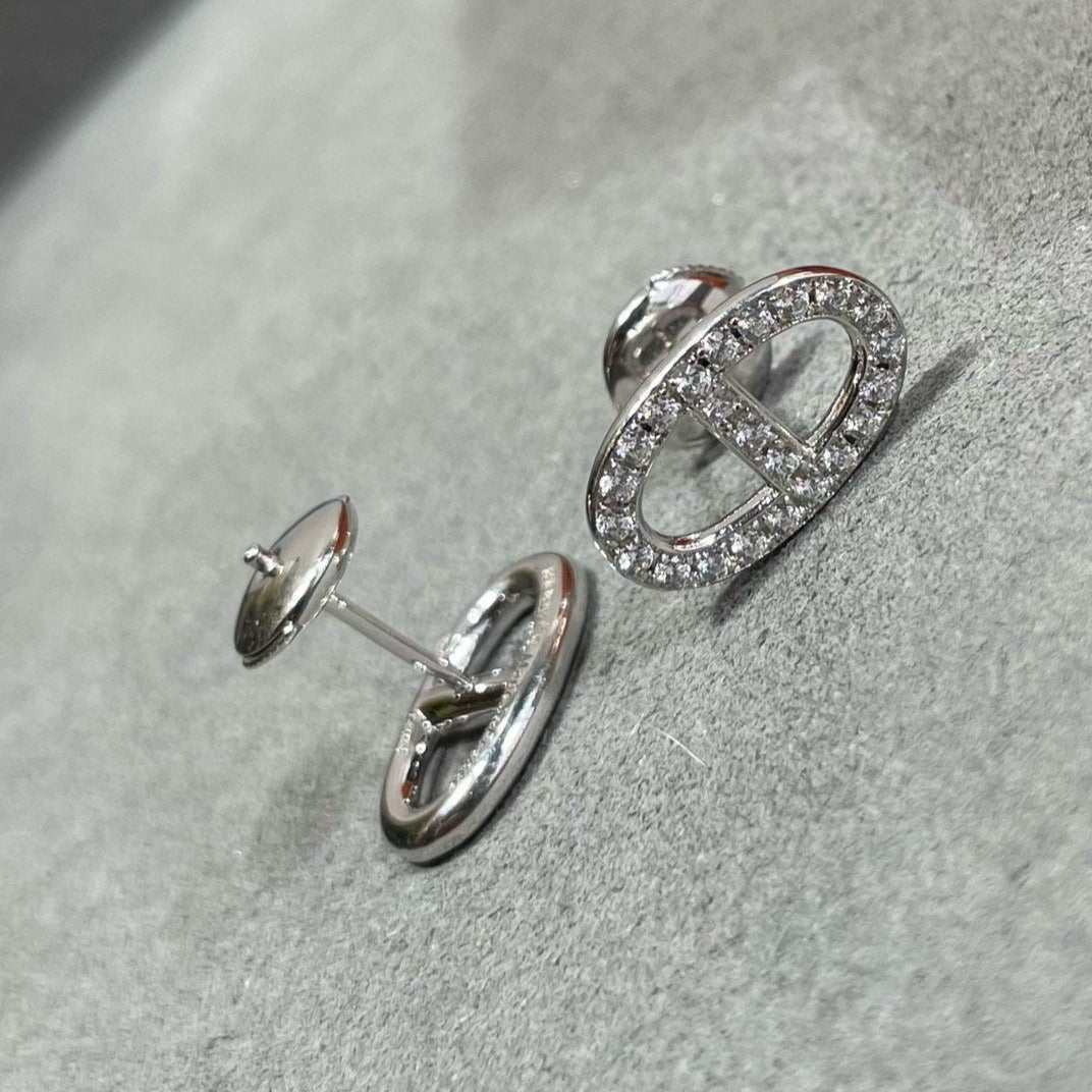 [Lunabriance]HM FULL DIAMOND PIG NOSE STUD EARRINGS