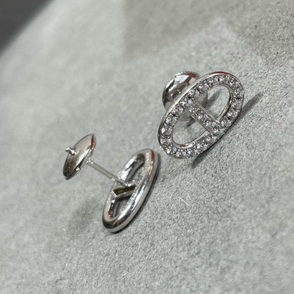 [Lunabriance]HM FULL DIAMOND PIG NOSE STUD EARRINGS