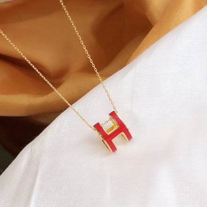[Lunabriance]HM CLIC RED ENAMEL GOLD NECKLACE