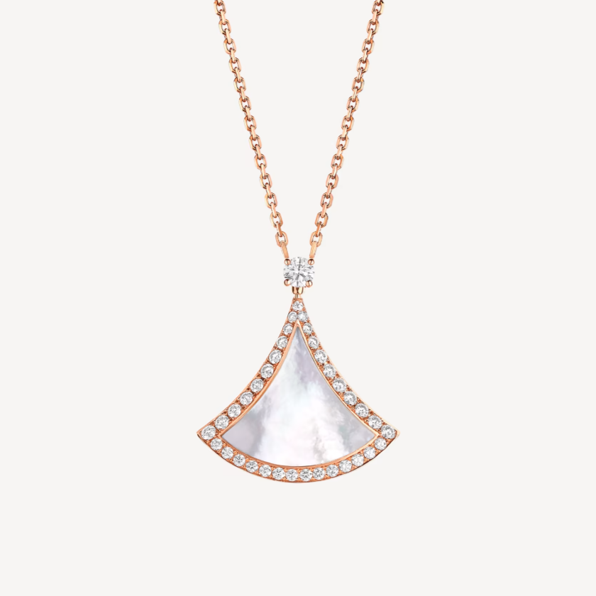 [Lunabriance]DREAM MOP DIAMOND PAVED PINK GOLD NECKLACE