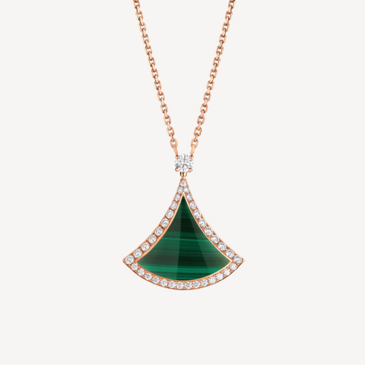 [Lunabriance]DREAM MALACHITE DIAMOND PAVED PINK GOLD NECKLACE