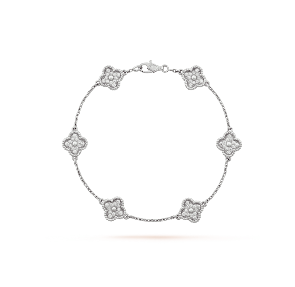 [Lunabriance]CLOVER 6 MOTIF SILVER DIAMOND BRACELET