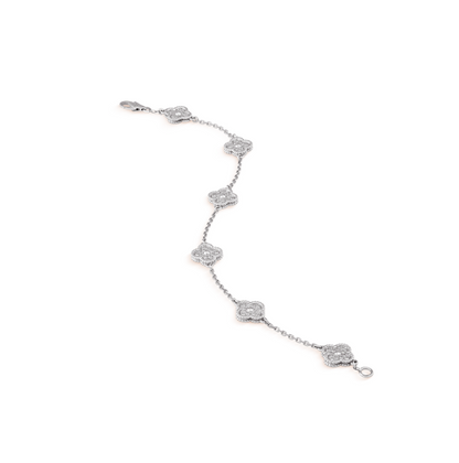 [Lunabriance]CLOVER 6 MOTIF SILVER DIAMOND BRACELET