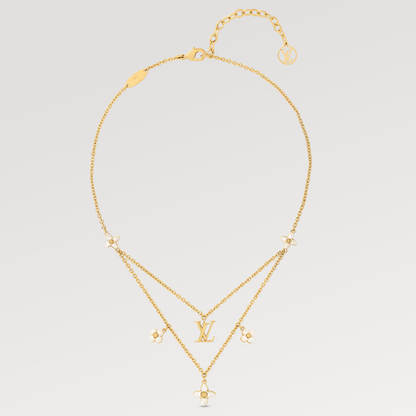 [Lunabriance]FLOWERGRAM GOLD MOP DOUBLE ROW NECKLACE